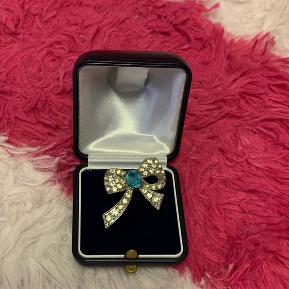 Antique Aquamarine Bow Brooch - Picture 4 of 7